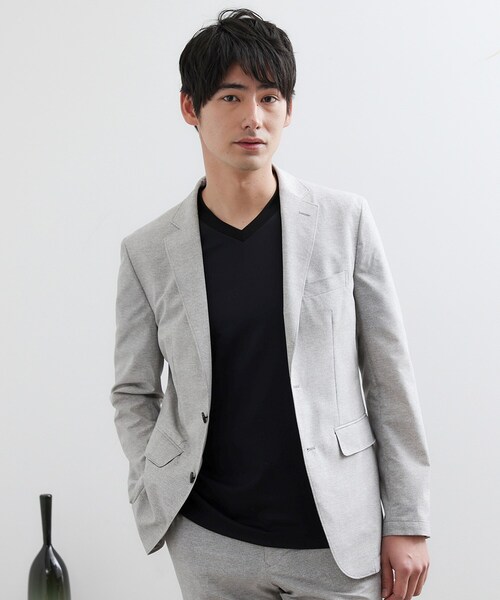 TAKEO KIKUCHI(タケオキクチ)の「テーラードジャージ Vネック(Tシャツ/カットソー・メンズ・ブラック/ホワイト/ネイビー・03/01/02/04/05)」の16枚目の写真