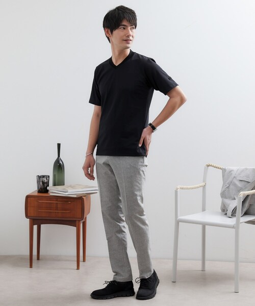TAKEO KIKUCHI(タケオキクチ)の「テーラードジャージ Vネック(Tシャツ/カットソー・メンズ・ブラック/ホワイト/ネイビー・03/01/02/04/05)」の18枚目の写真