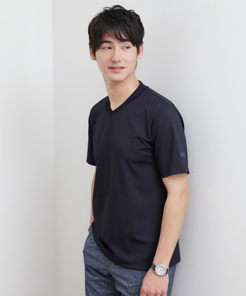 TAKEO KIKUCHI(タケオキクチ)の「テーラードジャージ Vネック(Tシャツ/カットソー・メンズ・ブラック/ホワイト/ネイビー・03/01/02/04/05)」の21枚目の写真