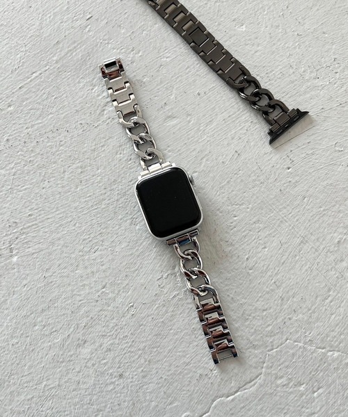 Me%(ミィパーセント)の「【ステンレス】AppleWatchチェーンバンド 326032(デジタル腕時計・レディース・ブラック/シルバー・MEDIUM)」の4枚目の写真