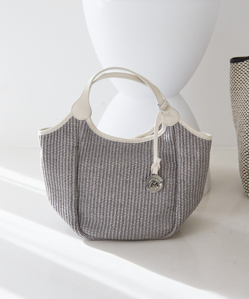 MARCO MASI】別注 レザーハンドル ラフィア 2WAYトートバッグ M