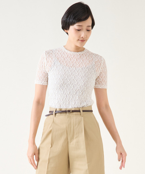 ストレッチレースTシャツ（Tシャツ/カットソー）｜martinique