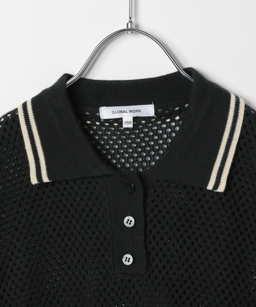 GLOBAL WORK（グローバルワーク）の「洗えるメッシュニットポロ半袖/329311（ニット/セーター・キッズ・ブラック/アイボリー・160cm/150cm/140cm/130cm）」の22枚目の写真