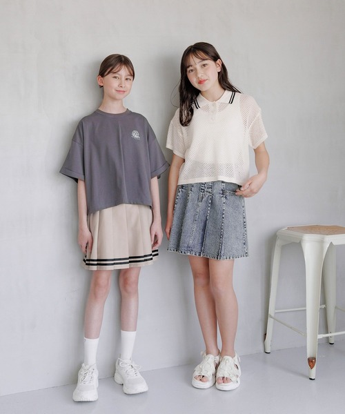 GLOBAL WORK（グローバルワーク）の「洗えるメッシュニットポロ半袖/329311（ニット/セーター・キッズ・ブラック/アイボリー・160cm/150cm/140cm/130cm）」の14枚目の写真