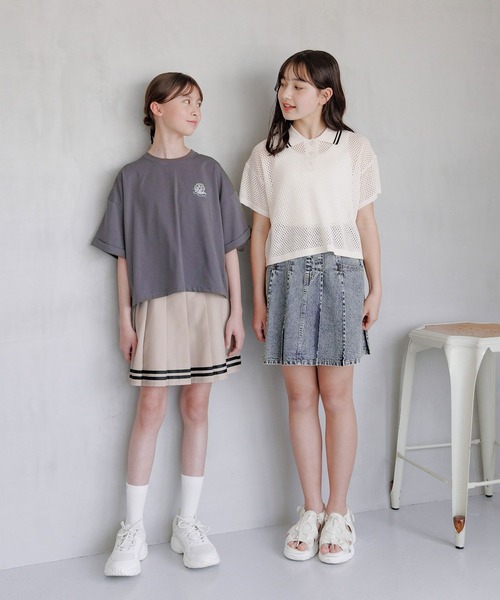 GLOBAL WORK（グローバルワーク）の「洗えるメッシュニットポロ半袖/329311（ニット/セーター・キッズ・ブラック/アイボリー・160cm/150cm/140cm/130cm）」の15枚目の写真