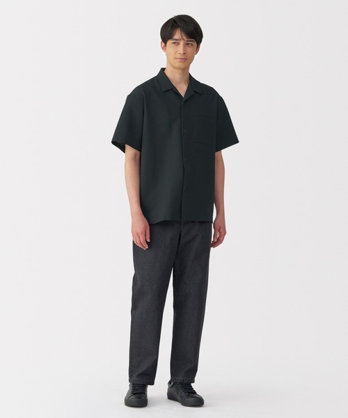 無印良品（ムジルシリョウヒン）の「紳士　風を通すストレッチサッカーオープンカラー半袖シャツ（シャツ/ブラウス・メンズ・ダークネイビー/ライトグレー/ライトブルー/ブラック・S/M/L/XL）」の6枚目の写真