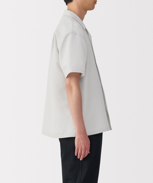 無印良品（ムジルシリョウヒン）の「紳士　風を通すストレッチサッカーオープンカラー半袖シャツ（シャツ/ブラウス・メンズ・ダークネイビー/ライトグレー/ライトブルー/ブラック・S/M/L/XL）」の15枚目の写真