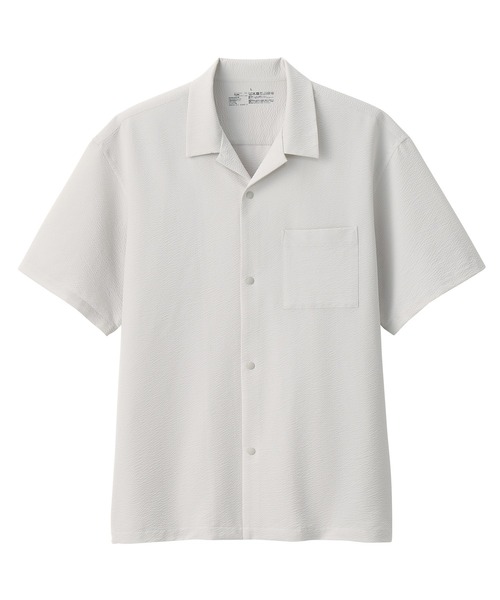 無印良品（ムジルシリョウヒン）の「紳士　風を通すストレッチサッカーオープンカラー半袖シャツ（シャツ/ブラウス・メンズ・ダークネイビー/ライトグレー/ライトブルー/ブラック・S/M/L/XL）」の19枚目の写真