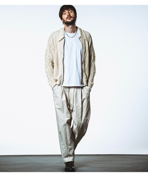 NO ID.（ノーアイディ）の「【NO ID.】Sheer Knit Zip Shirt Blouson / シアー ニット ジップ シャツ ブルゾン（ブルゾン・メンズ・ブラック/アイボリー/ブルー・ONE SIZE）」の6枚目の写真