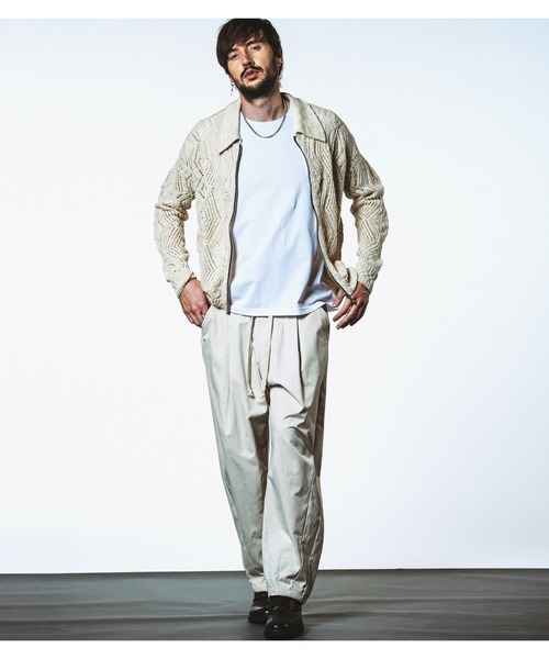 NO ID.（ノーアイディ）の「【NO ID.】Sheer Knit Zip Shirt Blouson / シアー ニット ジップ シャツ ブルゾン（ブルゾン・メンズ・ブラック/アイボリー/ブルー・ONE SIZE）」の8枚目の写真