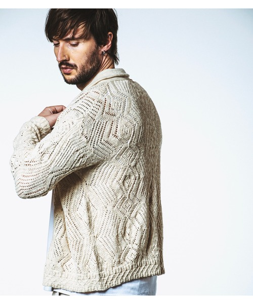 NO ID.（ノーアイディ）の「【NO ID.】Sheer Knit Zip Shirt Blouson / シアー ニット ジップ シャツ ブルゾン（ブルゾン・メンズ・ブラック/アイボリー/ブルー・ONE SIZE）」の11枚目の写真