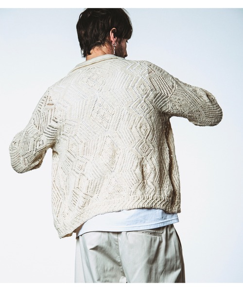 NO ID.（ノーアイディ）の「【NO ID.】Sheer Knit Zip Shirt Blouson / シアー ニット ジップ シャツ ブルゾン（ブルゾン・メンズ・ブラック/アイボリー/ブルー・ONE SIZE）」の12枚目の写真