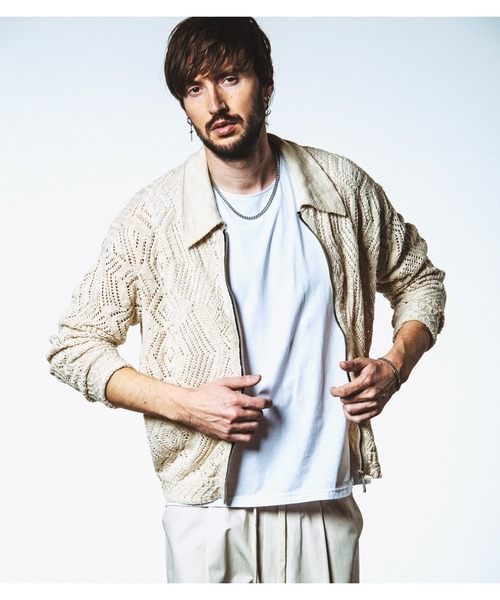 NO ID.（ノーアイディ）の「【NO ID.】Sheer Knit Zip Shirt Blouson / シアー ニット ジップ シャツ ブルゾン（ブルゾン・メンズ・ブラック/アイボリー/ブルー・ONE SIZE）」の17枚目の写真