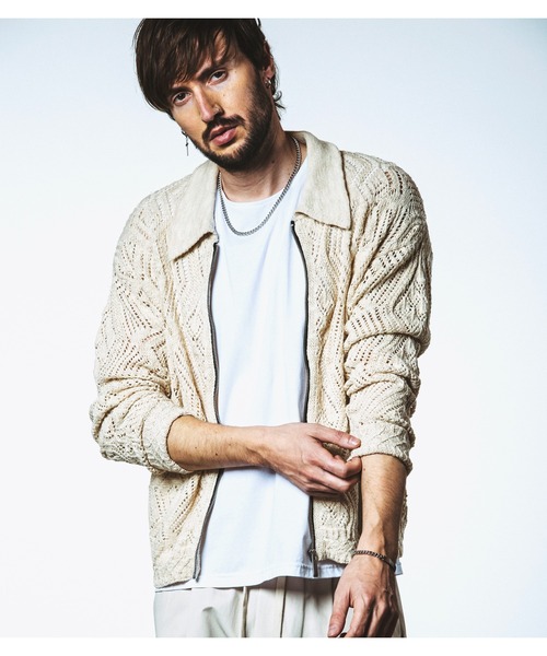 NO ID.（ノーアイディ）の「【NO ID.】Sheer Knit Zip Shirt Blouson / シアー ニット ジップ シャツ ブルゾン（ブルゾン・メンズ・ブラック/アイボリー/ブルー・ONE SIZE）」の18枚目の写真