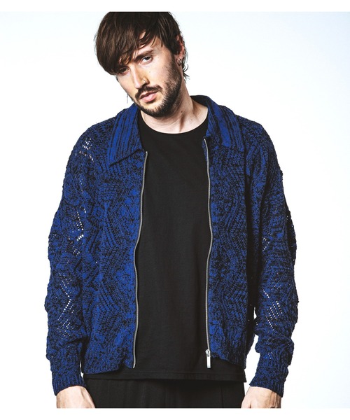 NO ID.（ノーアイディ）の「【NO ID.】Sheer Knit Zip Shirt Blouson / シアー ニット ジップ シャツ ブルゾン（ブルゾン・メンズ・ブラック/アイボリー/ブルー・ONE SIZE）」の19枚目の写真