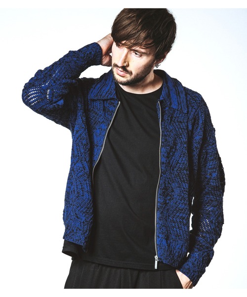 NO ID.（ノーアイディ）の「【NO ID.】Sheer Knit Zip Shirt Blouson / シアー ニット ジップ シャツ ブルゾン（ブルゾン・メンズ・ブラック/アイボリー/ブルー・ONE SIZE）」の21枚目の写真