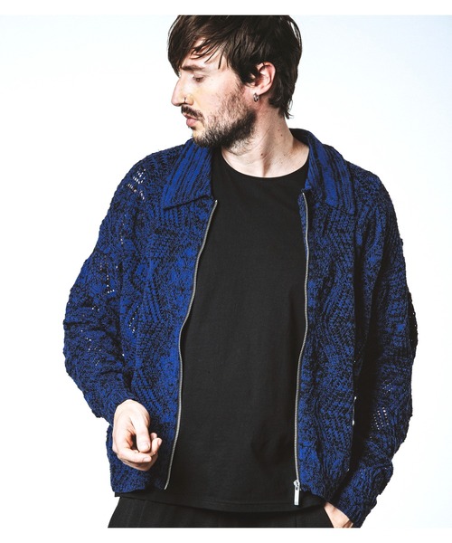 NO ID.（ノーアイディ）の「【NO ID.】Sheer Knit Zip Shirt Blouson / シアー ニット ジップ シャツ ブルゾン（ブルゾン・メンズ・ブラック/アイボリー/ブルー・ONE SIZE）」の22枚目の写真