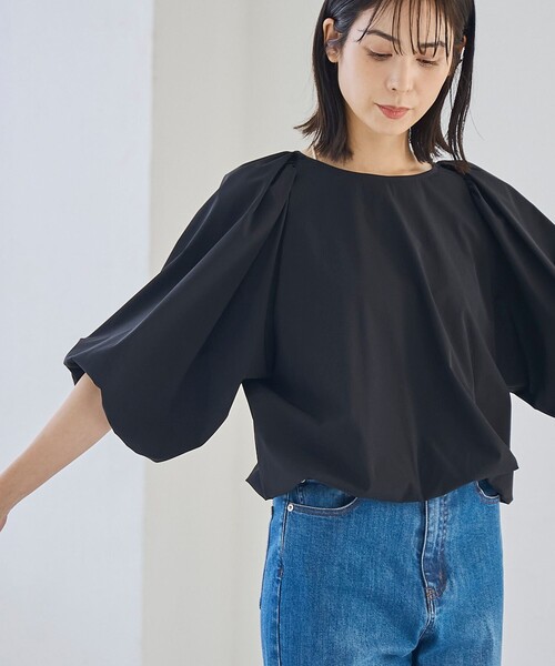 RONEL(ロネル)の「【はっ水//防しわ/ストレッチ/接触冷感】ボーダレス バルーン ブラウス(シャツ/ブラウス・レディース・ブラック/ライトグレー・S/M)」の9枚目の写真