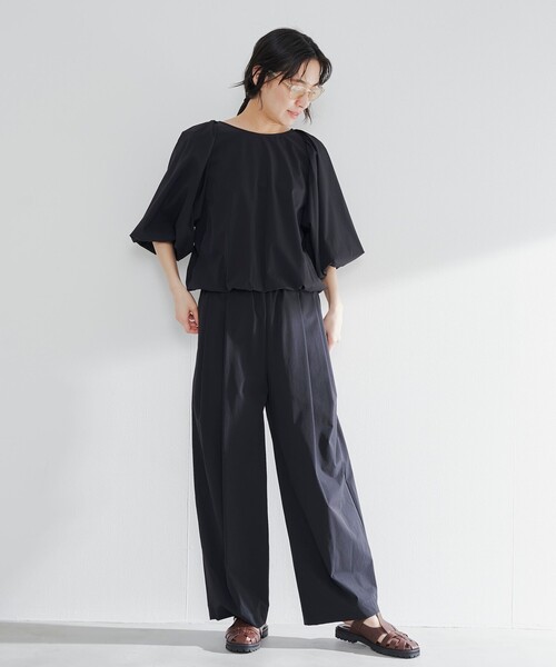 RONEL(ロネル)の「【はっ水//防しわ/ストレッチ/接触冷感】ボーダレス バルーン ブラウス(シャツ/ブラウス・レディース・ブラック/ライトグレー・S/M)」の10枚目の写真