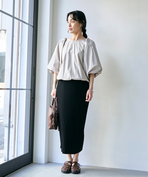 RONEL(ロネル)の「【はっ水//防しわ/ストレッチ/接触冷感】ボーダレス バルーン ブラウス(シャツ/ブラウス・レディース・ブラック/ライトグレー・S/M)」の13枚目の写真