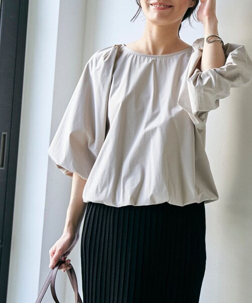 RONEL(ロネル)の「【はっ水//防しわ/ストレッチ/接触冷感】ボーダレス バルーン ブラウス(シャツ/ブラウス・レディース・ブラック/ライトグレー・S/M)」の14枚目の写真