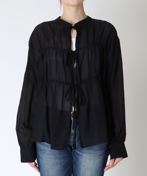Jines(ジネス)の「前後2WAYリボンブラウス(シャツ/ブラウス・レディース・ブラック/ホワイト・38)」の16枚目の写真