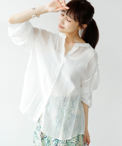 Jines(ジネス)の「前後2WAYリボンブラウス(シャツ/ブラウス・レディース・ブラック/ホワイト・38)」の7枚目の写真