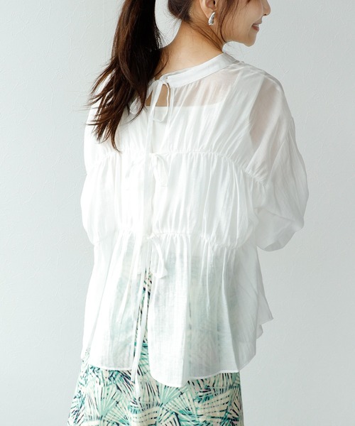 Jines(ジネス)の「前後2WAYリボンブラウス(シャツ/ブラウス・レディース・ブラック/ホワイト・38)」の9枚目の写真