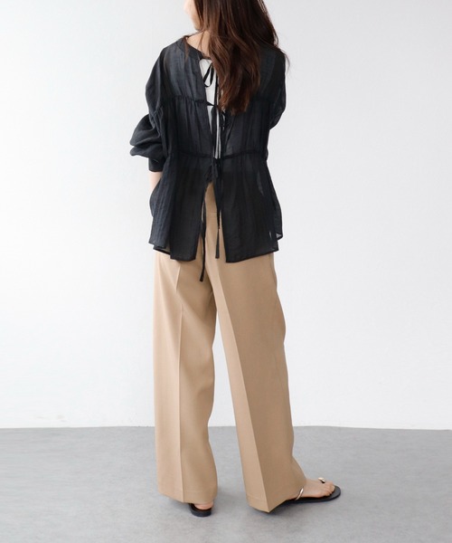 Jines(ジネス)の「前後2WAYリボンブラウス(シャツ/ブラウス・レディース・ブラック/ホワイト・38)」の12枚目の写真