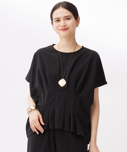 自由区(ジユウク)の「ハイカウントモクロディ トップス(Tシャツ/カットソー・レディース・ダルブルー系/レッド系/アイボリー系/ブラック系・44)」の2枚目の写真
