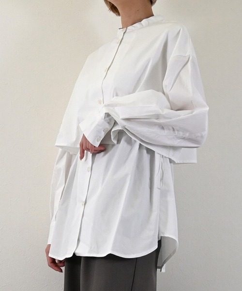 STYLEBLOCK(スタイルブロック)の「ブロードフライヨークブラウス(シャツ/ブラウス・レディース・サックスブルー/ブラック/ホワイト/ライトグレー/ベージュ・M)」の2枚目の写真