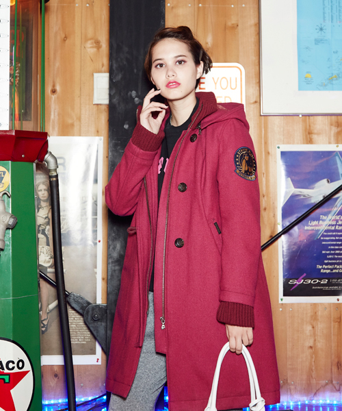 HYSTERIC GLAMOUR（ヒステリックグラマー）の「フーデッドCO（ダッフルコート・レディース・ブラック/ピンク/ネイビー・SMALL/MEDIUM）」の3枚目の写真