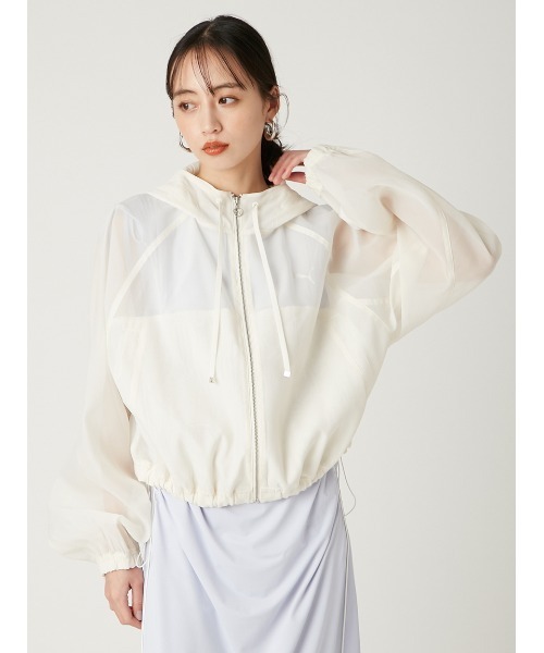 PUMA × FRAY I.D シアーオーガンジーショートブルゾン PUMA】シアーオーガンジーショートブルゾン(ブルゾン)｜アウター