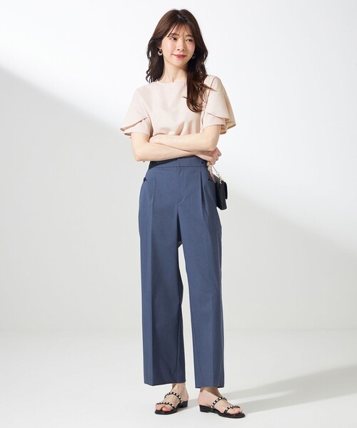 ANY SIS(エニィスィス)の「【前後着用・UVケア・洗える】2WAYジョーゼットジャージーフリル カットソー(Tシャツ/カットソー・レディース・アイボリー系/黄土色系/ネイビー系/ダークグリーン系・4)」の11枚目の写真