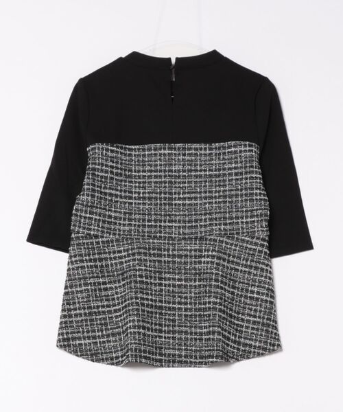 m.f.editorial（エムエフエディトリアル）の「【ウォッシャブル】m.f.エディトリアル レディース カットツイード ストレッチ 切り替えTシャツ（Tシャツ/カットソー・レディース・ベージュ/ブラック・FREE）」の3枚目の写真