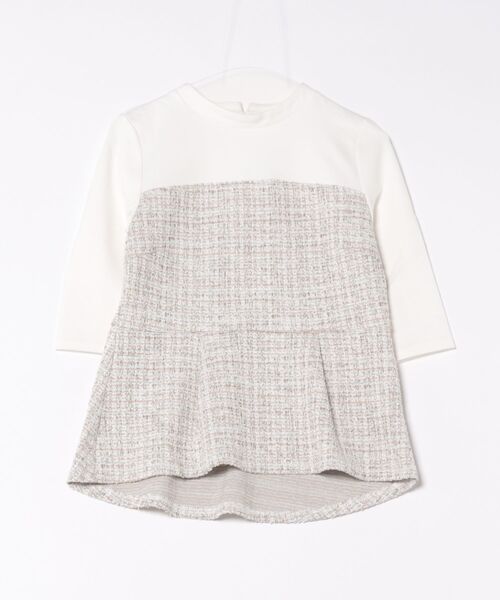 m.f.editorial（エムエフエディトリアル）の「【ウォッシャブル】m.f.エディトリアル レディース カットツイード ストレッチ 切り替えTシャツ（Tシャツ/カットソー・レディース・ベージュ/ブラック・FREE）」の6枚目の写真