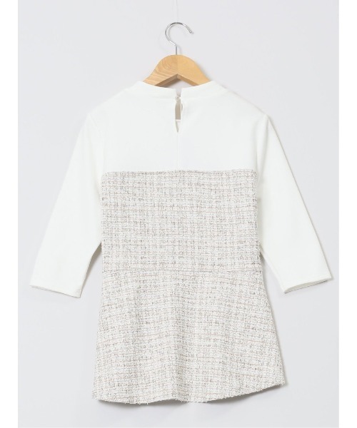 m.f.editorial（エムエフエディトリアル）の「【ウォッシャブル】m.f.エディトリアル レディース カットツイード ストレッチ 切り替えTシャツ（Tシャツ/カットソー・レディース・ベージュ/ブラック・FREE）」の19枚目の写真