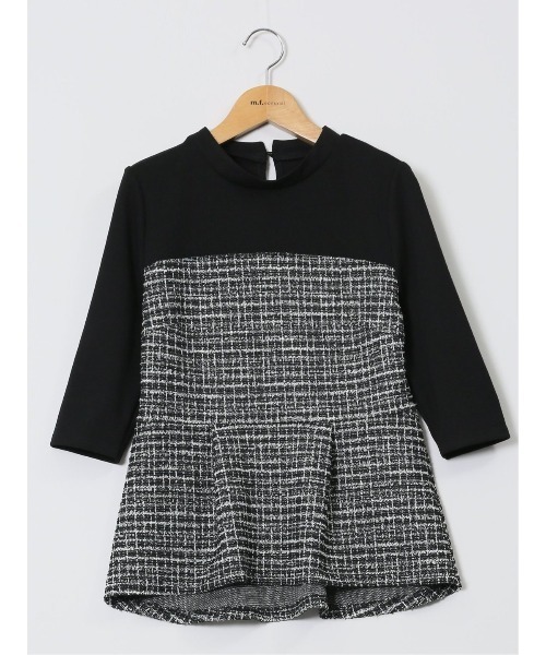 m.f.editorial（エムエフエディトリアル）の「【ウォッシャブル】m.f.エディトリアル レディース カットツイード ストレッチ 切り替えTシャツ（Tシャツ/カットソー・レディース・ベージュ/ブラック・FREE）」の7枚目の写真