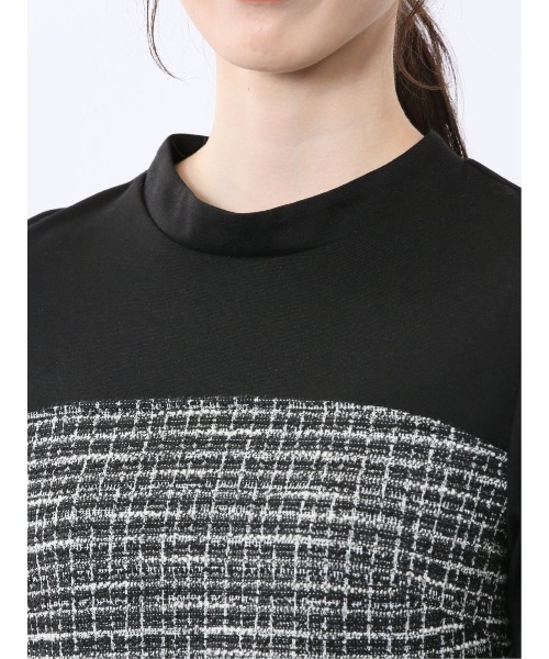 m.f.editorial（エムエフエディトリアル）の「【ウォッシャブル】m.f.エディトリアル レディース カットツイード ストレッチ 切り替えTシャツ（Tシャツ/カットソー・レディース・ベージュ/ブラック・FREE）」の11枚目の写真