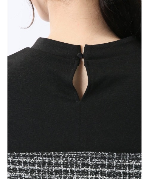 m.f.editorial（エムエフエディトリアル）の「【ウォッシャブル】m.f.エディトリアル レディース カットツイード ストレッチ 切り替えTシャツ（Tシャツ/カットソー・レディース・ベージュ/ブラック・FREE）」の12枚目の写真