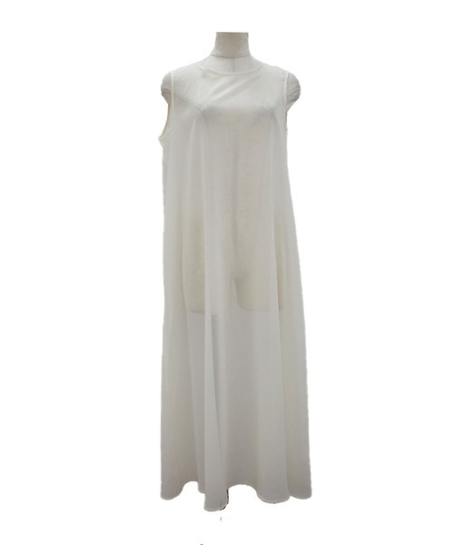 Reurie'（レウリィ）の「オリジナルシフォンワンピース / ノースリーブ レイヤード 重ね着 きれいめ オケージョン モード 大人カジュアル シアー素材 シースルー（ワンピース・レディース・ブラック/ベージュ・FREE）」の17枚目の写真