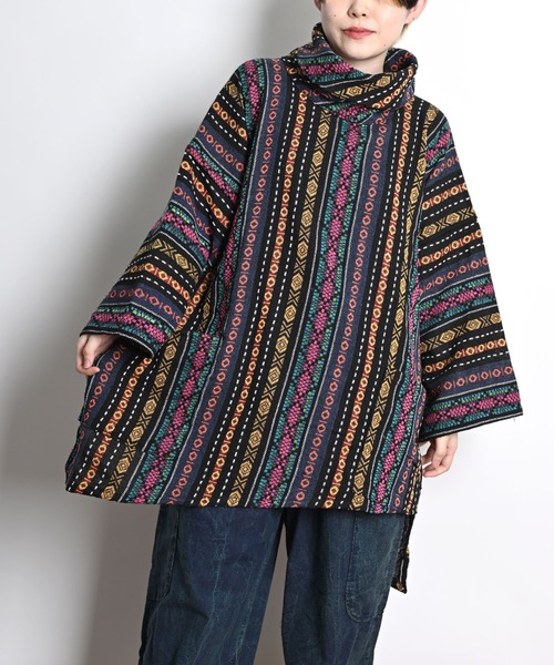 MARAI（マーライ）の「エスニック ゲリコットン刺繍 ハイネックチュニック プルオーバー（チュニック・レディース・マルチ/ブラック×ホワイト/ブルー/レッド/ブラウン/ホワイト/ブラック・FREE）」の15枚目の写真