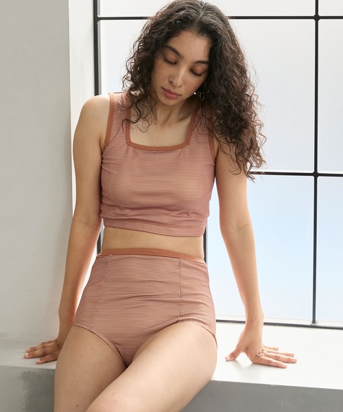 Robert P. Miller / Multi border swim Tank top＆Panties set
