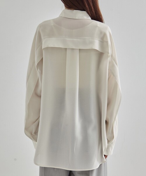 Cape Detail Sheer Over Shirt｜ウォッシャブル/防シワ/冷房対策