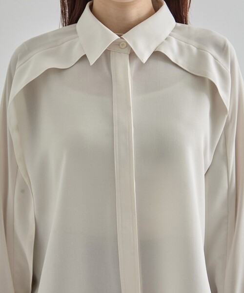 Cape Detail Sheer Over Shirt｜ウォッシャブル/防シワ/冷房対策