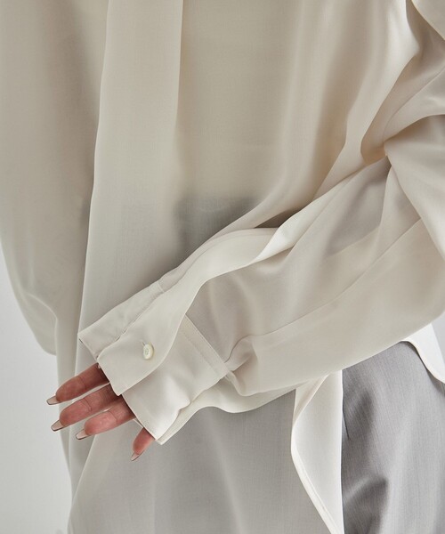 ブラウス シャツ Cape Detail Sheer Over Shirt｜ウォッシャブル/防シワ/冷房対策/夏服 レディース Cape Detail Sheer Over Shirt｜ウォッシャブル/防シワ/冷房対策