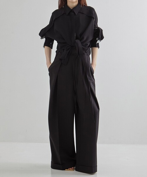 Cape Detail Sheer Over Shirt｜ウォッシャブル/防シワ/冷房対策