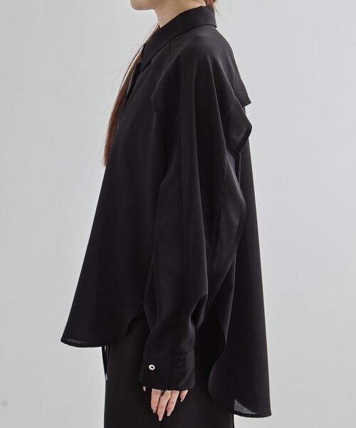 ブラウス シャツ Cape Detail Sheer Over Shirt｜ウォッシャブル/防シワ/冷房対策/夏服 レディース Cape Detail Sheer Over Shirt｜ウォッシャブル/防シワ/冷房対策