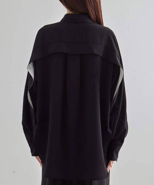 ブラウス シャツ Cape Detail Sheer Over Shirt｜ウォッシャブル/防シワ/冷房対策/夏服 レディース Cape Detail Sheer Over Shirt｜ウォッシャブル/防シワ/冷房対策