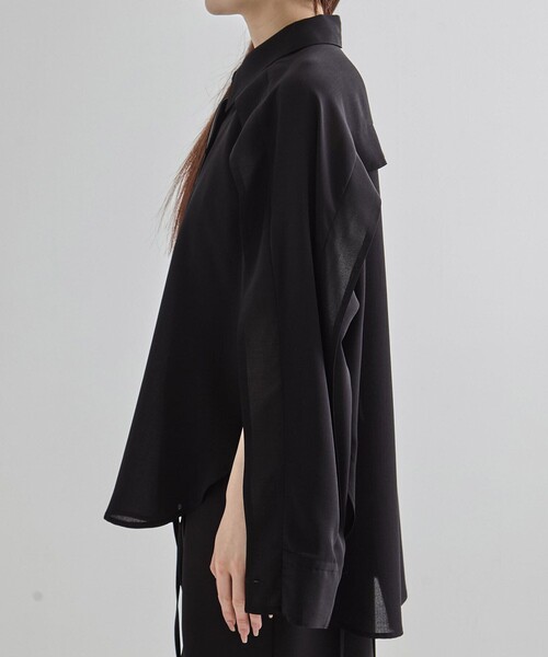 ブラウス シャツ Cape Detail Sheer Over Shirt｜ウォッシャブル/防シワ/冷房対策/夏服 レディース Cape Detail Sheer Over Shirt｜ウォッシャブル/防シワ/冷房対策